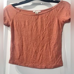 Peachy Pink off shoulder crop top